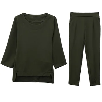 

Women spring summer fashion large size Slim fit Two-piece set women Korean version of the loose long-sleeved shirt pants Suit