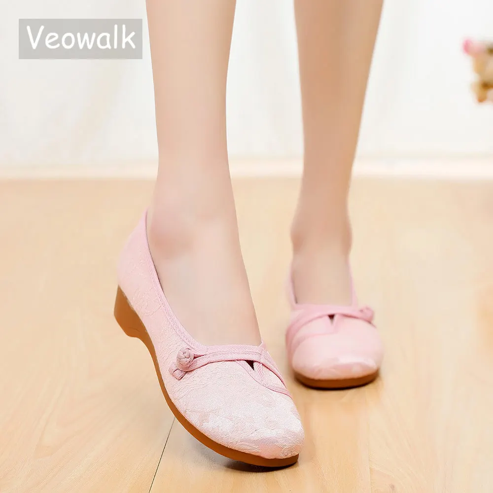 Veowalk/жаккардовые Хлопковые женские Балетки без шнуровки на плоской подошве в