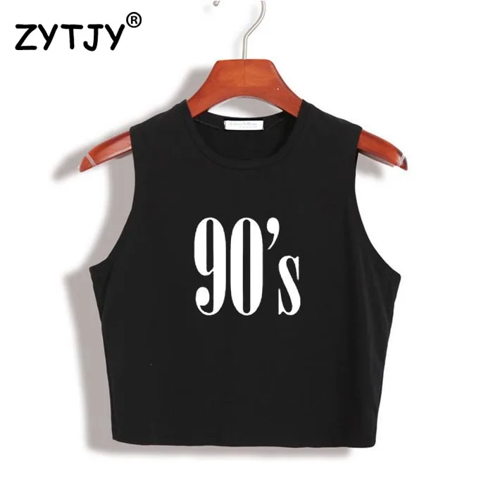 

90'S Letters Print Women Crop Top Summer Sexy Slim Short Shirt For Girl Tank Top Tee Hipster Vest Drop Ship Z-3