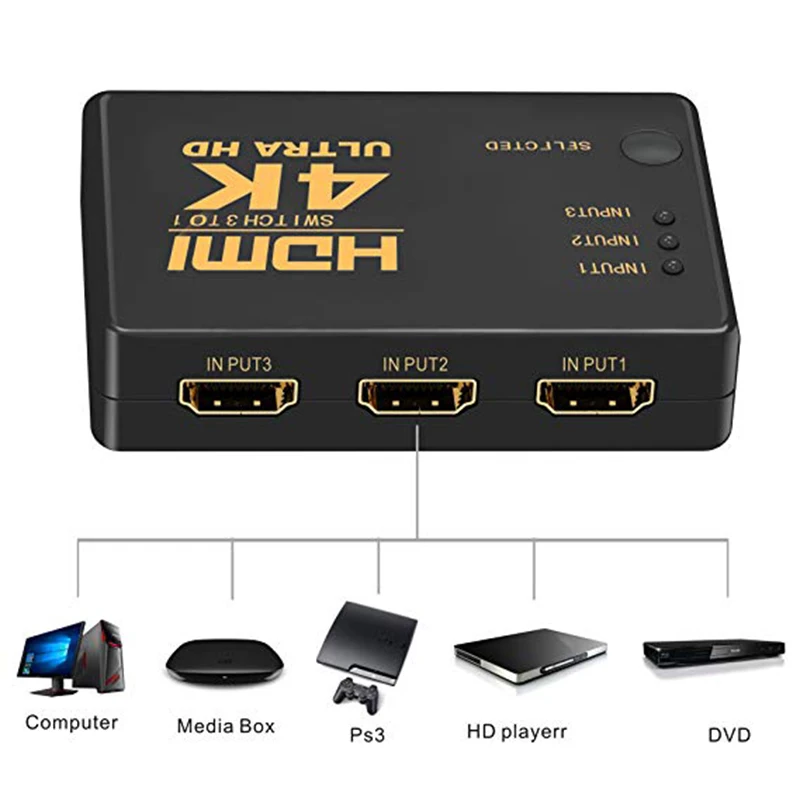 1080P 4K * 2K HDMI видео коммутатор сплиттер 3 входа 1 выход порт концентратор для DVD HDTV Xbox