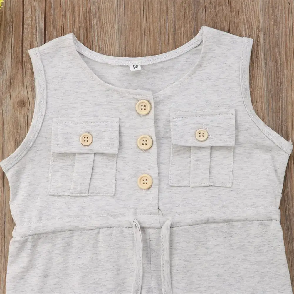 pudcoco Baby Girl Clothes Romper Newborn For Kids Costume Children Toddler Tiny Cottons Solid Sleeveless Overalls Jumosuit