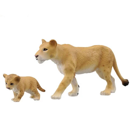 Simulation model of wildlife movable toy female lion cubs
