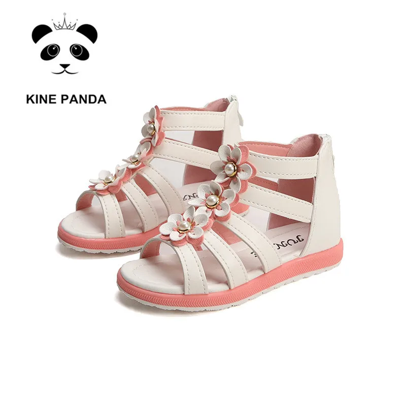 

KINE PANDA Princess Girls Sandals Kids Summer Shoes 2 4 6 8 10 Years Old School Student Big Girl Sandals Zip Flower