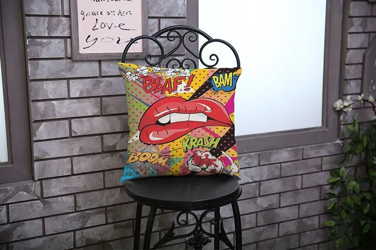outdoor bench cushion Hot dog fries Printed pillowcase Pop Art Sofa Cotton Linen Car Room Office Cushions Decorative Throw Pillows Free Shipping large floor cushions