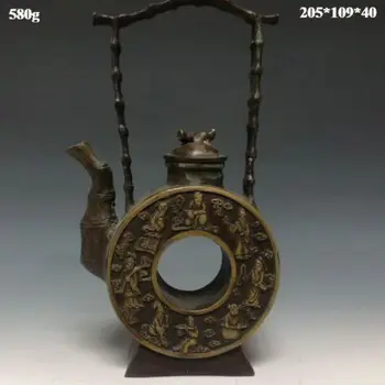 

Collection Chinese Bronze Teapot Carving 8 immortals w Ming Dynasty Xuande Mark