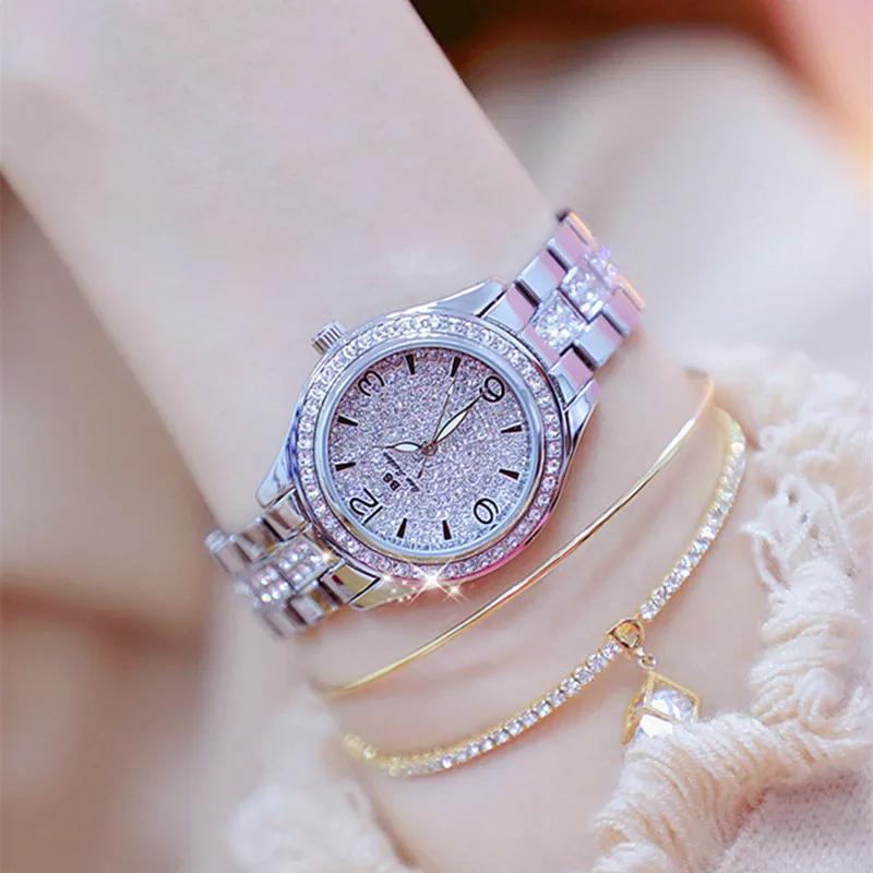 

New Silver Bracelet Women Watch Women Diamond Casual Quartz Watches Lady Stainless Steel Wristwatch for Ladies Clock reloj muje