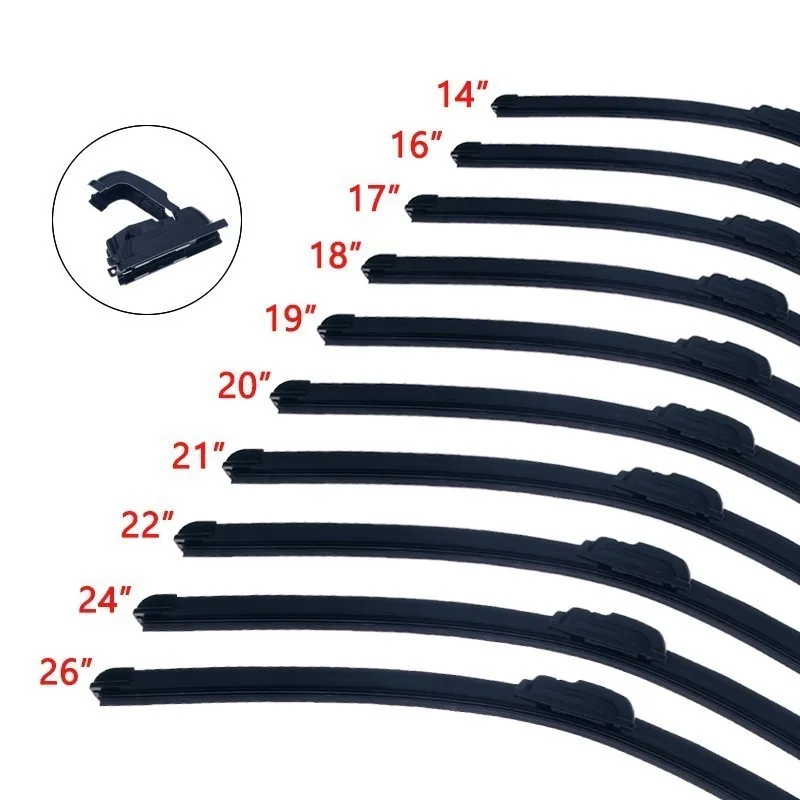 

Universal U-Type Windshield Wiper blade Frameless Bracketless Soft Rubber car wiper blade 14" 16" 17" 18" 19" 20" 21" 22" 24"26"