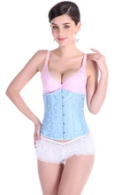 NEW light blue flower boned wedding underbust Sexy Waist Workout Cincher Body Shaper Shapewear Corset 2833L for Women girl