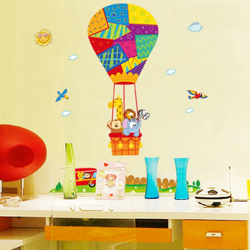 Hot Air Balloons Animals Wall Sticker Decal Home Paper Removable Art