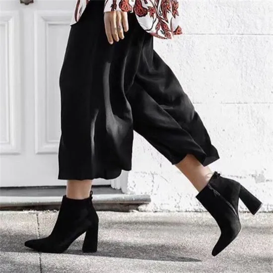 Suede Leather Fashion Women Boots Shoes Woman Gladiator High Heel Ankle Boots Tie Autumn Winter Boots Pumps Botas Mujer feminina (9)