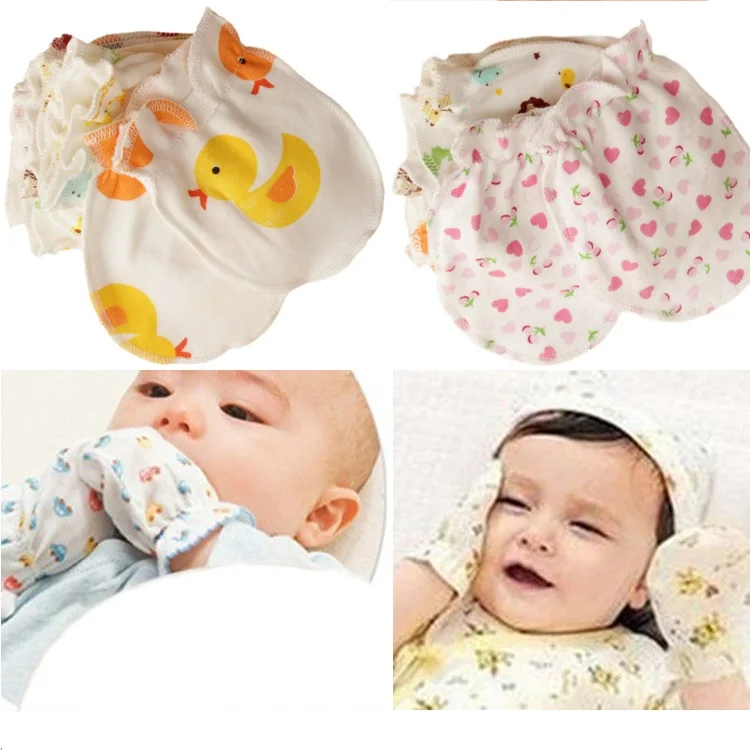 1 Pair Warm Cute Cartoon Baby Infant Boys Girls Anti Scratch Mittens Soft Gloves