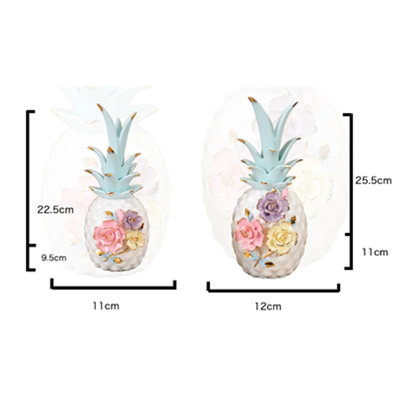 VILEAD 10'' 8.8'' 2 Size Colorful Mosaic Flower Ceramic Pineapple Miniatures Figurines Fruit Crafts for New Year Home Decoracion |