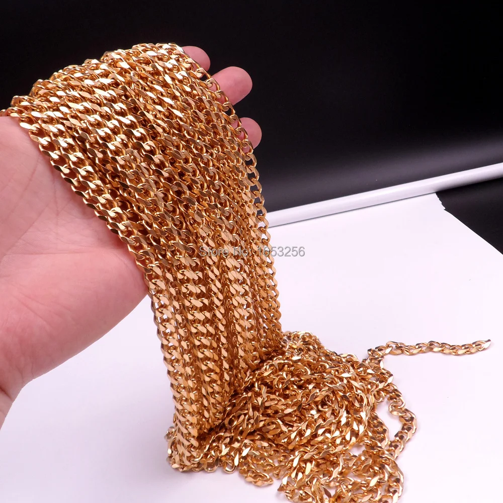 

Lot of 3 Meter Choose 5mm /8mm Gold Stainless Steel Fashion Curb Link Chain Jewelry Finding /Marking Chain DIY Necklace