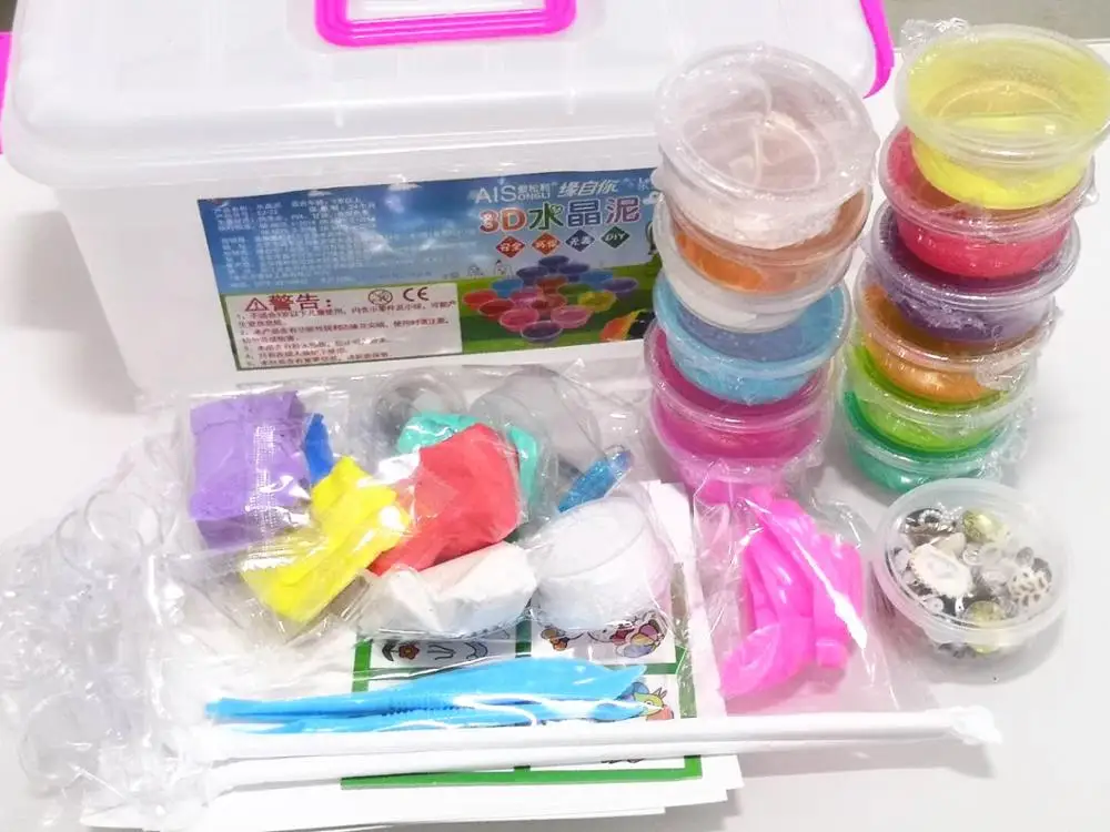 Детские наборы из прозрачной грязи, глиняная игрушка для моделирования, для детей, сделай сам, слизи, плейтесто, нетоксичное расширение, глиняная игрушка ручной работы - Цвет: 12 color kit