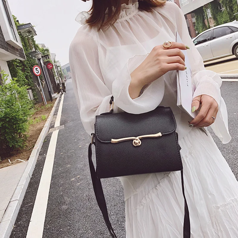 Личи шаблон модная сумка Корейская версия простой плеча почтальон Поворотный замок для сумок сумки