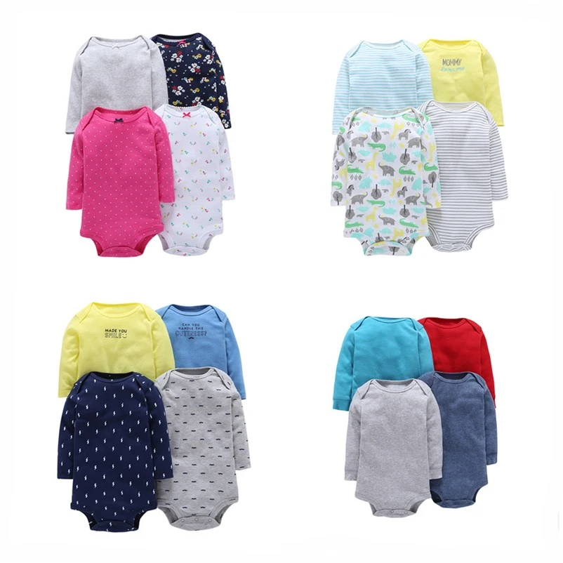 Skup 6 m 24 m 4 sztuk Lato Baby Boy Ubrania Zestawy Długie Rękawy Ż oacute;łty Bawełna Baby Boy Body Biały paski Baby Body ROBG080711283
