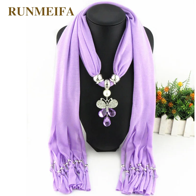 

RUNMEIFA Pendants Necklaces Scarf Women Animal Iron Alloy Acrylic Pendant Scarf Accessories Scarf Free Shipping 180*40cm