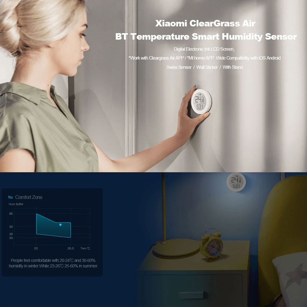 Xiaomi Air QingPing BT датчик температуры смарт-влажности ЖК-электронный чернильный экран цифровой термометр измеритель влажности