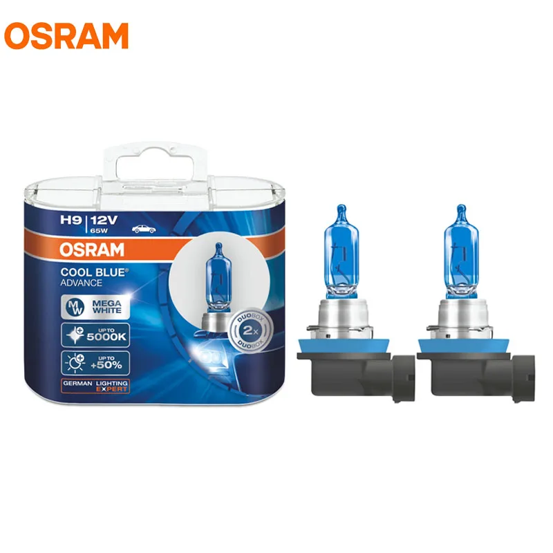 

OSRAM H9 62213CBA 5000K 12V 65W Cool Blue Advance Halogen Bulbs Xenon Mega White Headlight 50% More Light Car Lamps Hi/Lo Beam