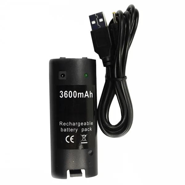 

Black 3600mAH Rechargeable Battery Charger Cable for Nintendo Wii Remote Controller