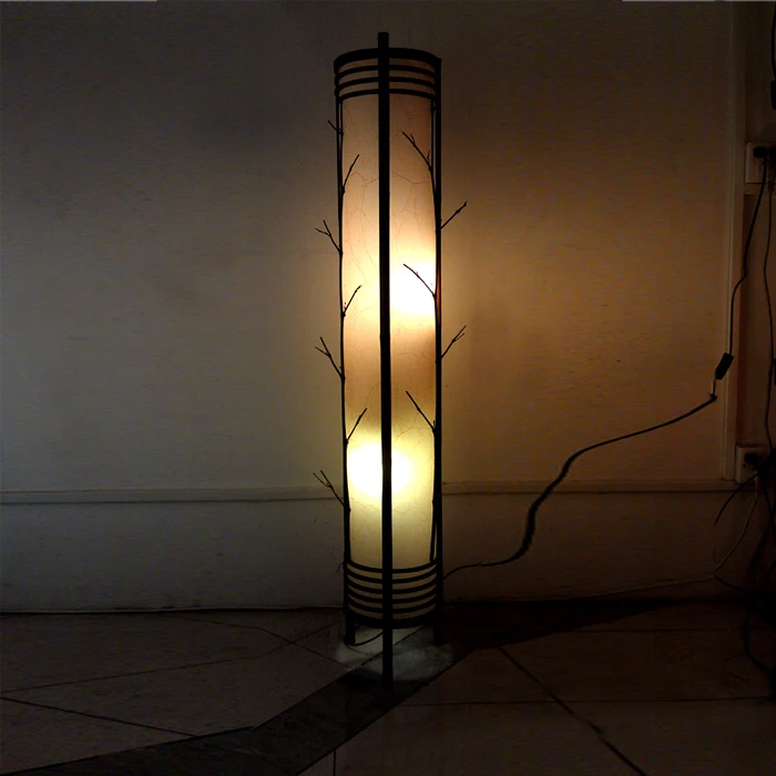 classical style sheepskin lamp bedroom living room handmade wood bamboo
floor lamp