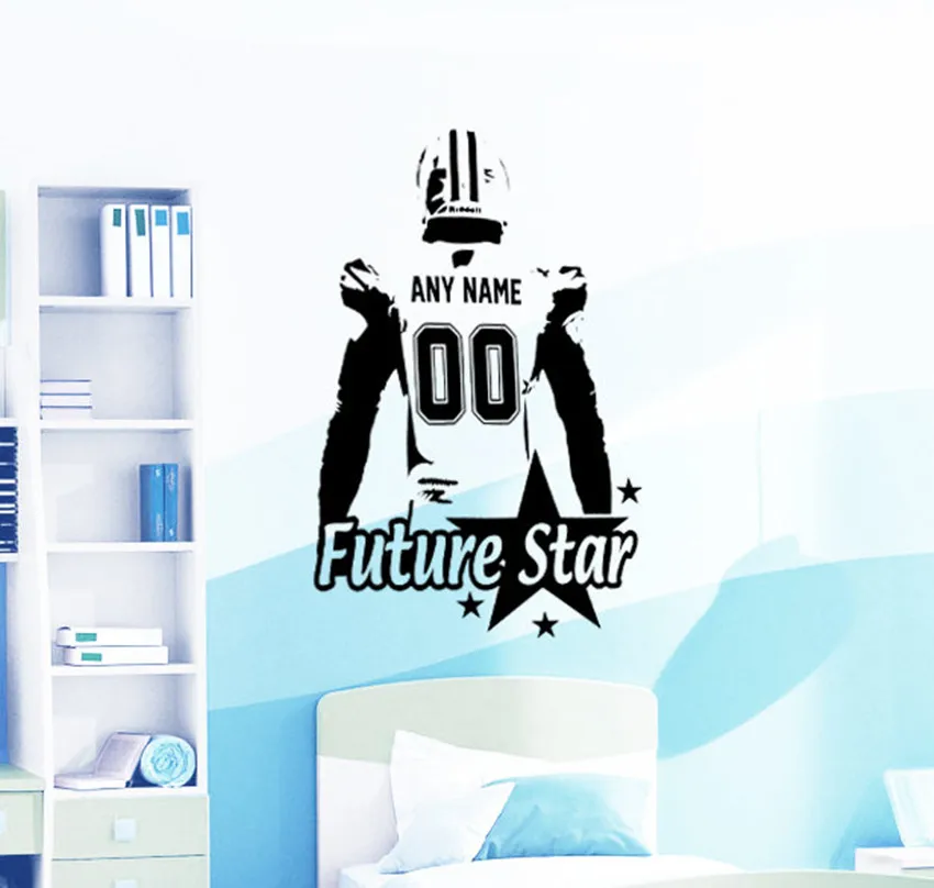 Amerikan Futbolu ÇıKARTMASı Duvar Sanat Özel AD ve NUMARALARı Büyük Oyuncu Vinil sticker Gelecek Yıldız Çocuk Boys Odası Dekor KW-503