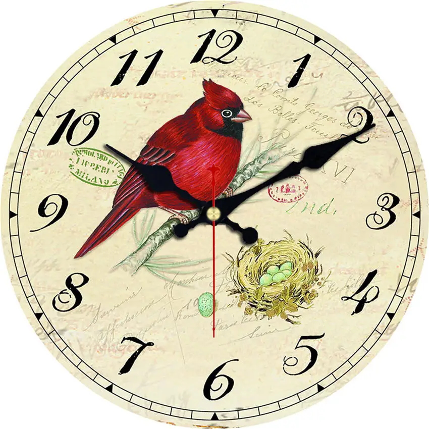 WONZOM абстрактный слон современный стиль деревянные картонные часы, круглые Настенные часы для домашнего декора гостиной не тикающий звук - Цвет: Bird Wall Clock 8