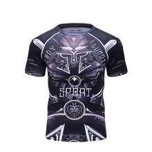 Новинка, компрессионная футболка для спортзала, для бега, фитнеса, джерси, с коротким рукавом, спортивные колготки, мужские летние дышащие топы, 3D принт, Рашгард, для мужчин