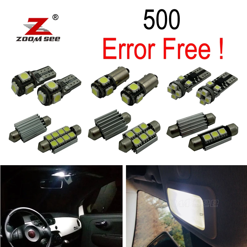 

7pc x Super quality canbus Error Free For 2007-2017 Fiat 500 Car LED lamp Interior Reading Dome Trunk Ceiling Light Kit