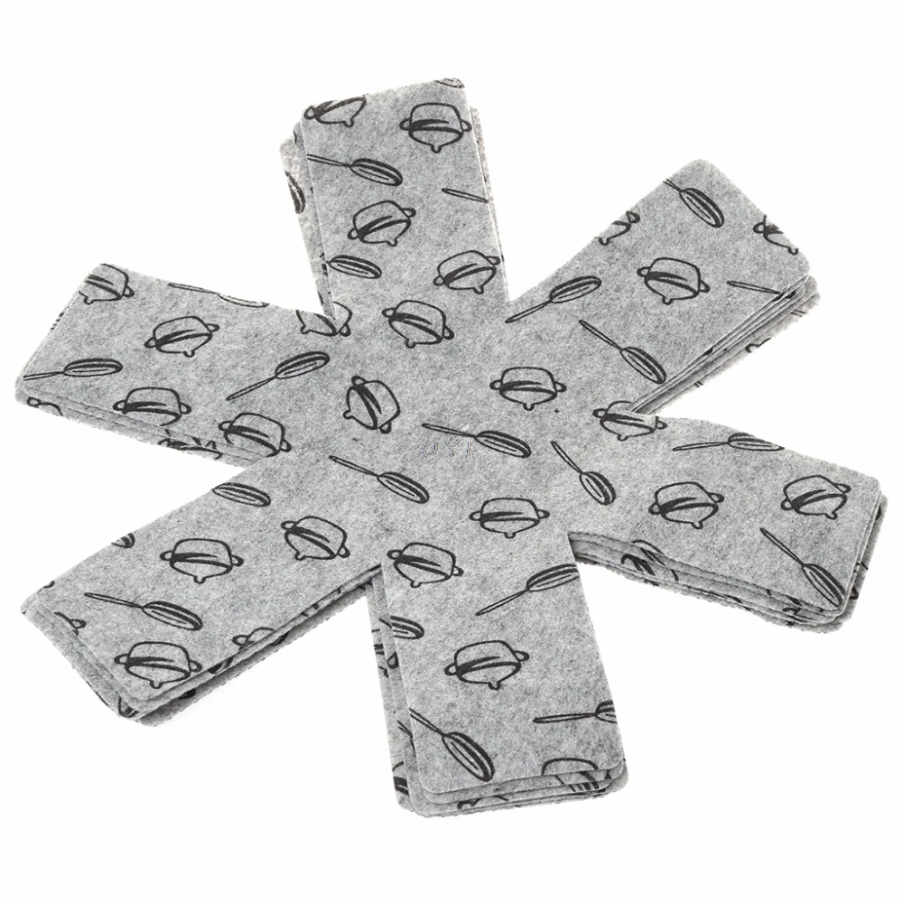 

6PCS Pot Pan Protectors Gray Print Premium Divider Pads Scratching Separate