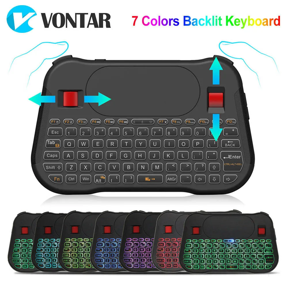 Клавиатура с подсветкой, мини-клавиатура 2,4G, беспроводная воздушная мышь, английская русская сенсорная панель, контроллер для Android tv BOX i8, клавиатура