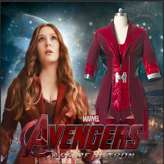 

Scarlet Witch cosplay Avengers Age of Ultron Wanda Maximoff Scarlet Witch Costume for adult women Scarlet witch leather jacket