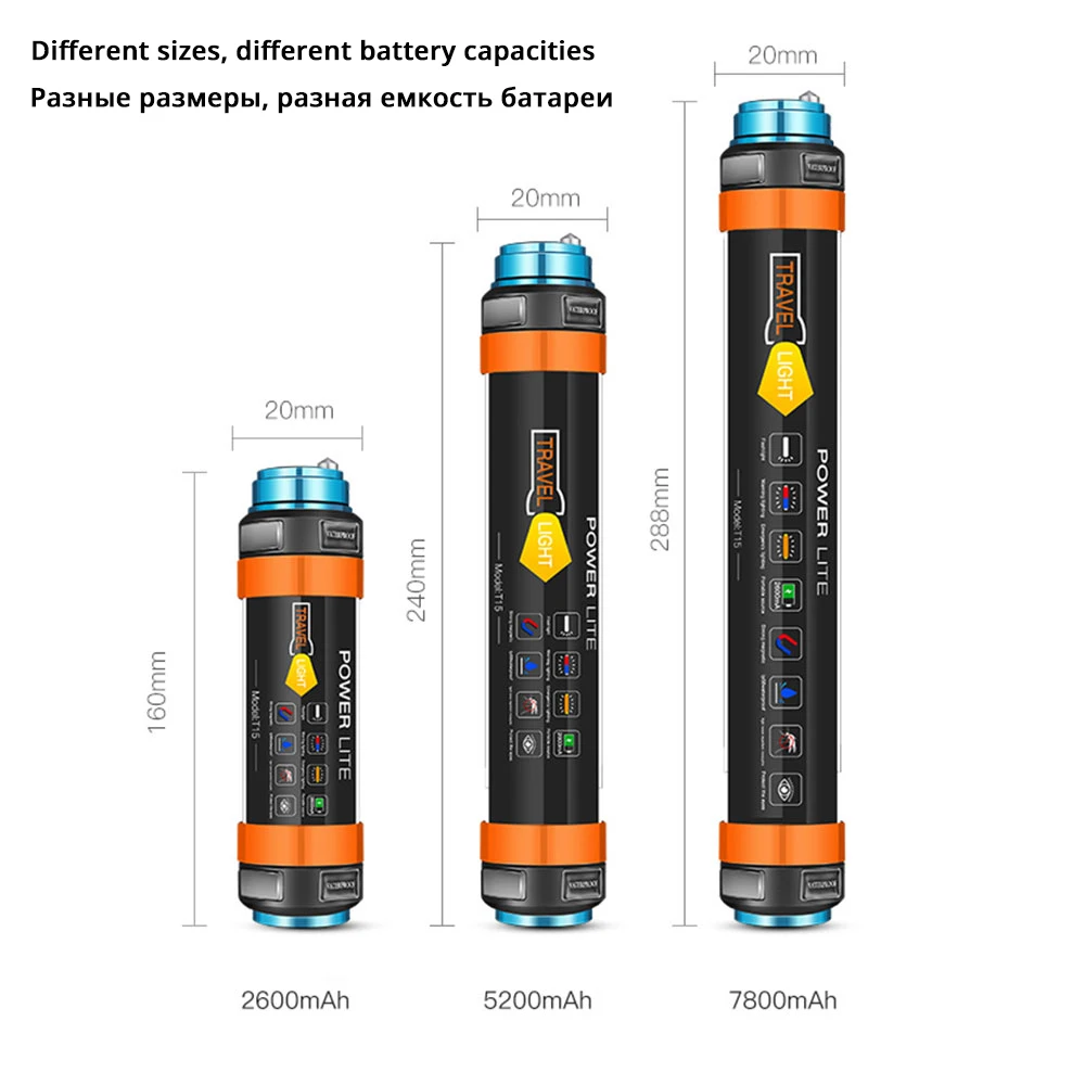 Многофункциональный Перезаряжаемые светодиодный вспышка светильник Кемпинг Фонари 7800 мАч палатка светильник работы лампы рыбалка Предупреждение светильник IP68 из водонепроницаемого материала