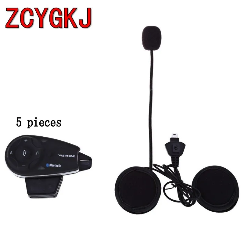 5 pcs V5-1200m 5 Riders Motorcycle Helmet BT Bluetooth Intercom Interphone Headset with FM Radio Stereo Headphone