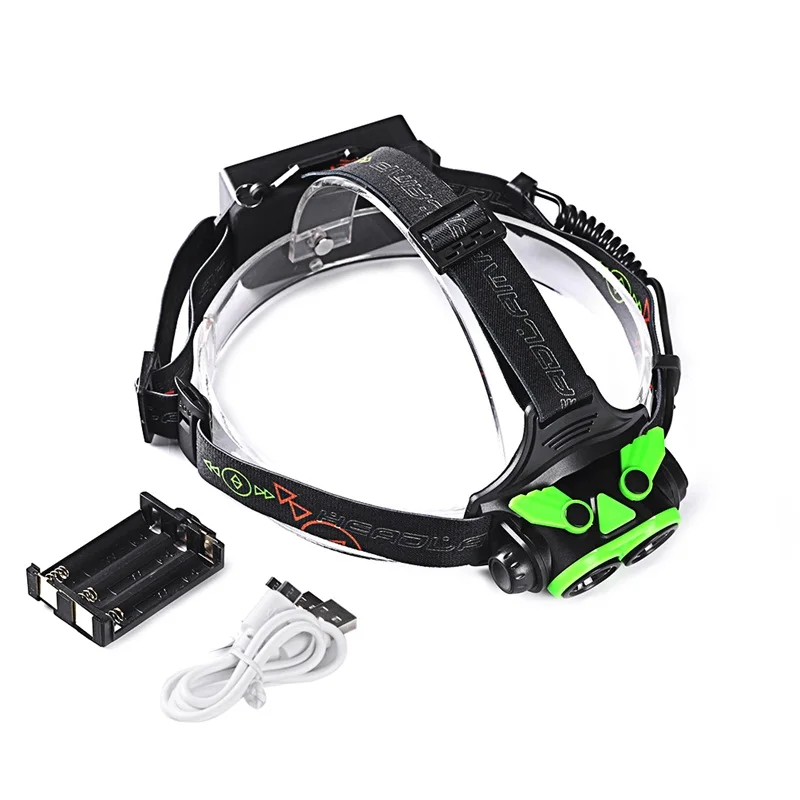 

Strong Light Dual Light Source Headlight 10000LM Headlamp XM-L2 LED USB 18650 AA ZOOM Head Lamp Light Flashlight Torch