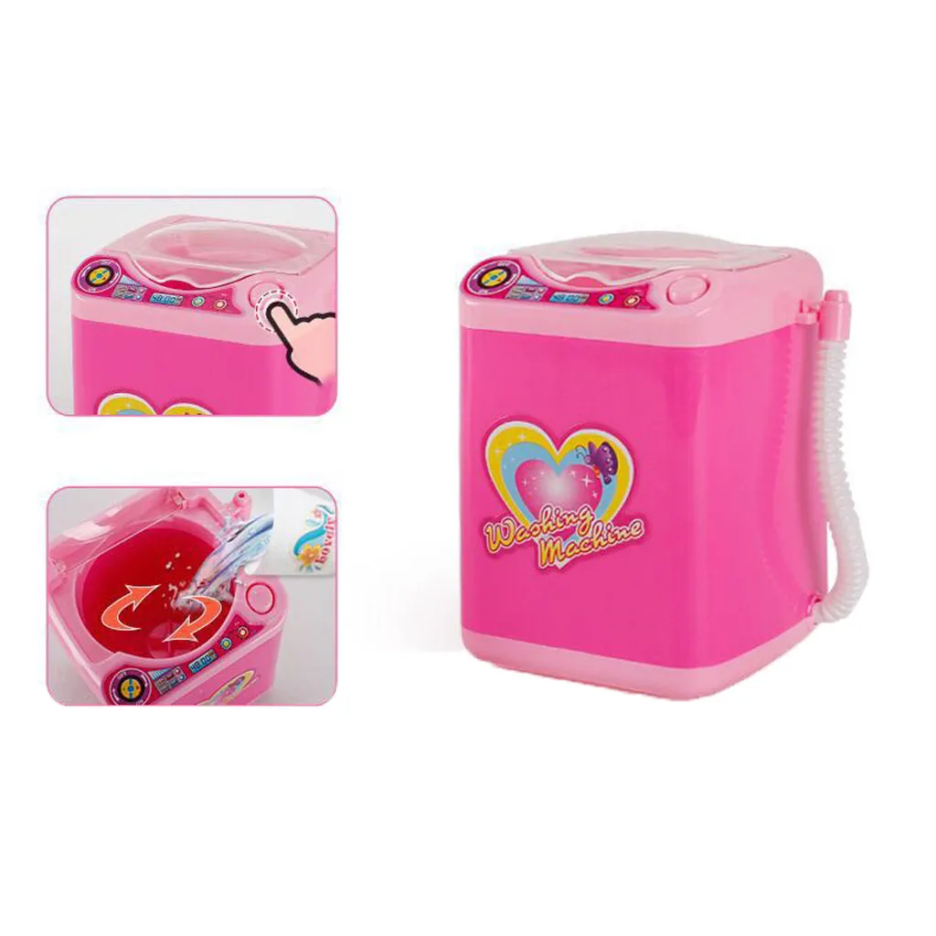 

Mini Simulation Children Toys Makeup Brush Cleaner Device Automatic Cleaning Washing Machine Mini Toy Cleaner Washer Tool