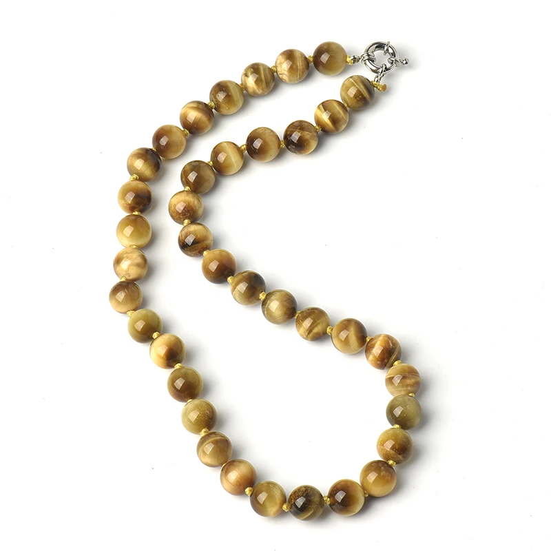 

Transparent beads add Light yellow and Light brown Mix building style Exquisite 10 MM Golden Tiger stone Necklace