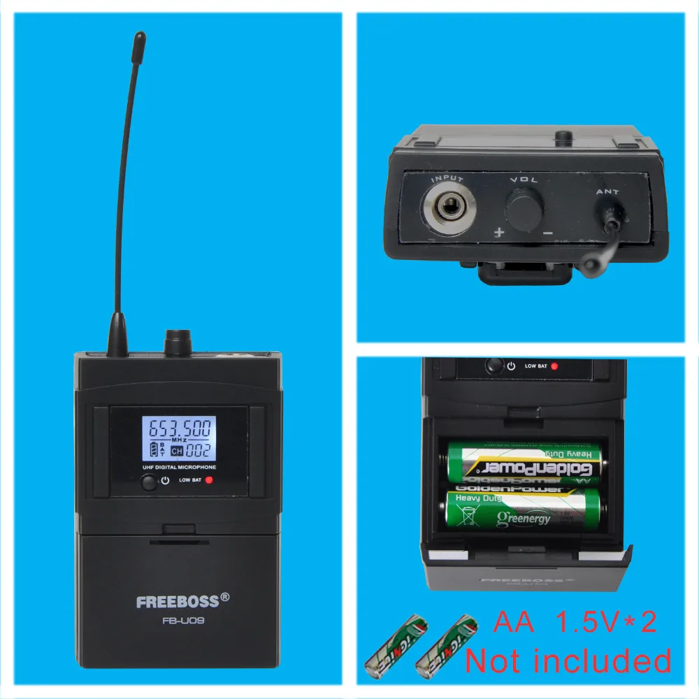 Freeboss FB U09H двухсторонний передатчик цифровой UHF беспроводной микрофон с ручкой +