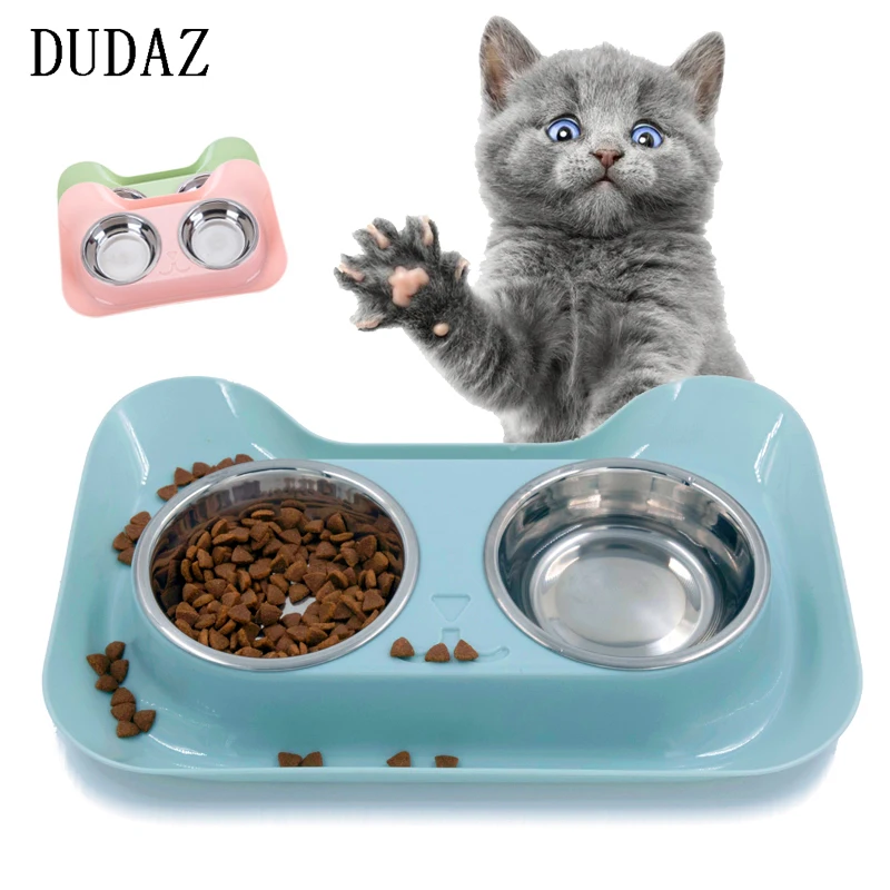 

DUDA Splash prevention pet bowls table dog feeder stainless steel cat dog food bowl pet products