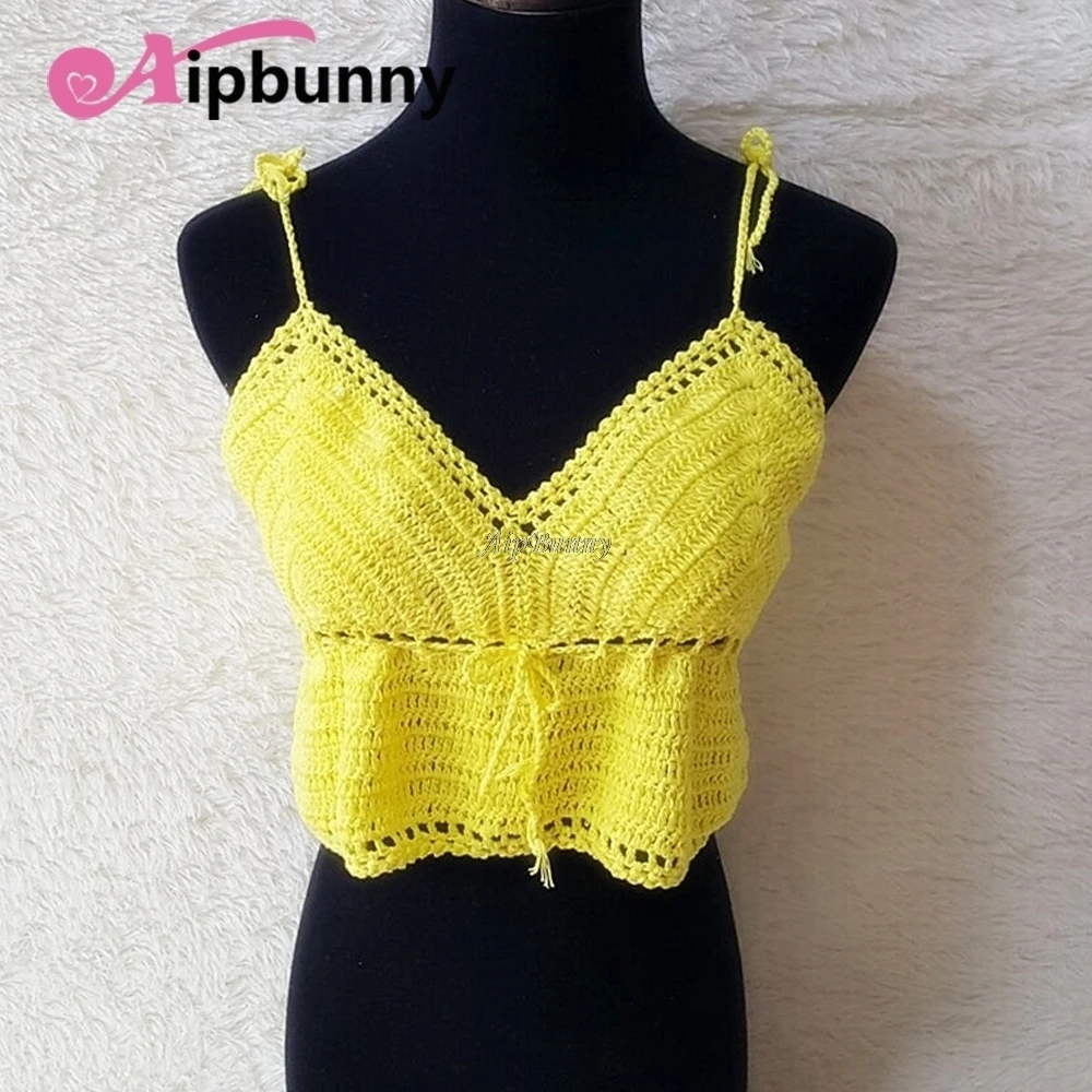 

2018 Knitted Suit Bathing Sexy femme Swimwear Bikinis Tops Drawstring Women Crochet Swimsuit maillot de bain