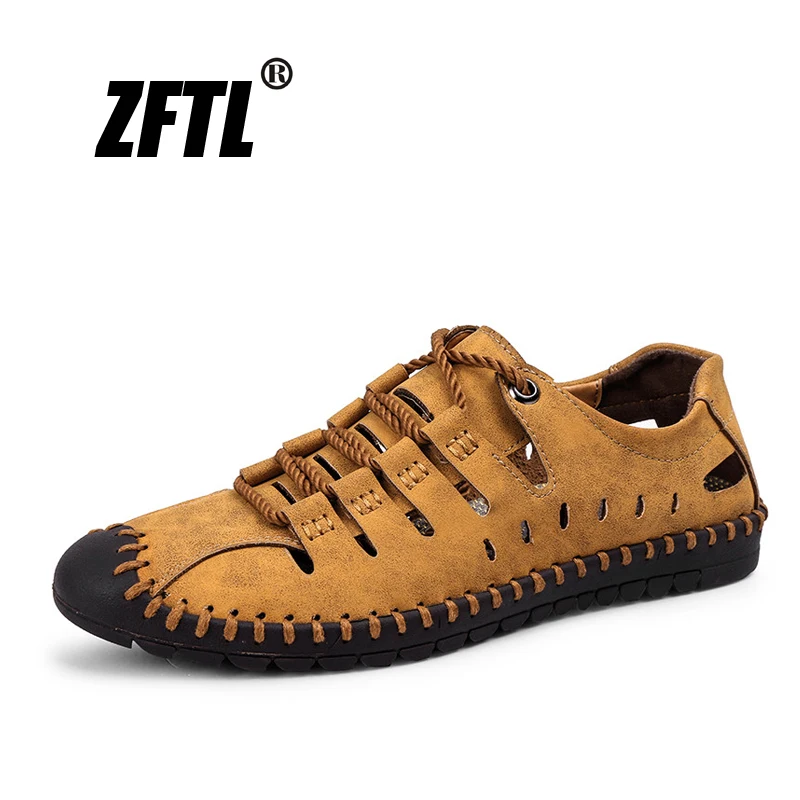 

ZFTL New Men sandals casual beach shoes Breathable and quick-drying leather Non-slip sandals big size male leisure slides 099