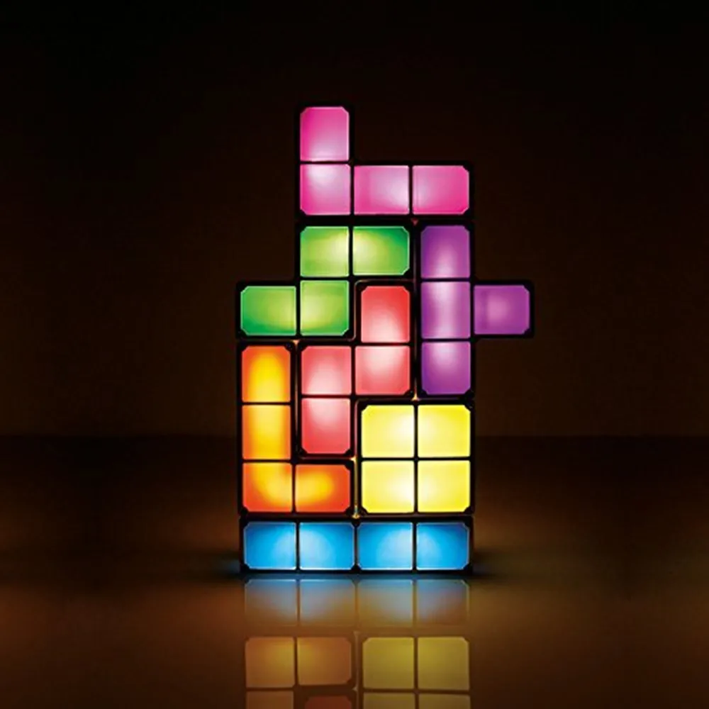 

HZFCEW Upgrade DIY Tetris Puzzle Light Retro Game Colorful Brick Toy Stackable LED Desk Lamp Constructible Block Night Light