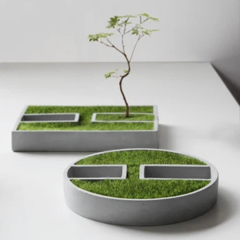 

Tiny building concrete Flower pot mold DIY candle holder silicone molds planter cement round pot molds Square vase mold