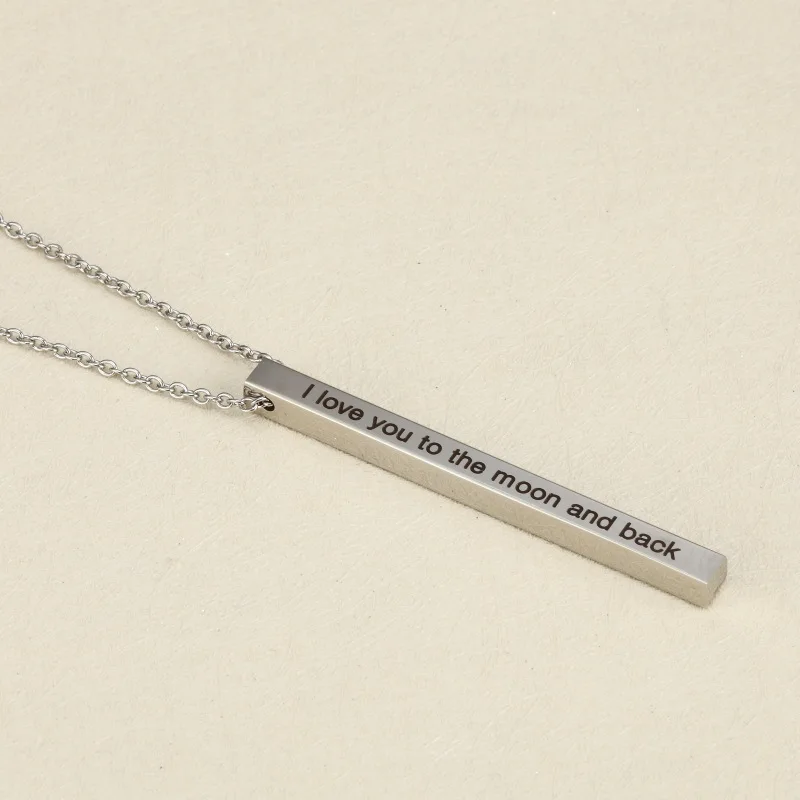 Gold Silver Stainless Steel Necklace Jewelry Inspirational Lettering I love you to the moon and back | Украшения и аксессуары