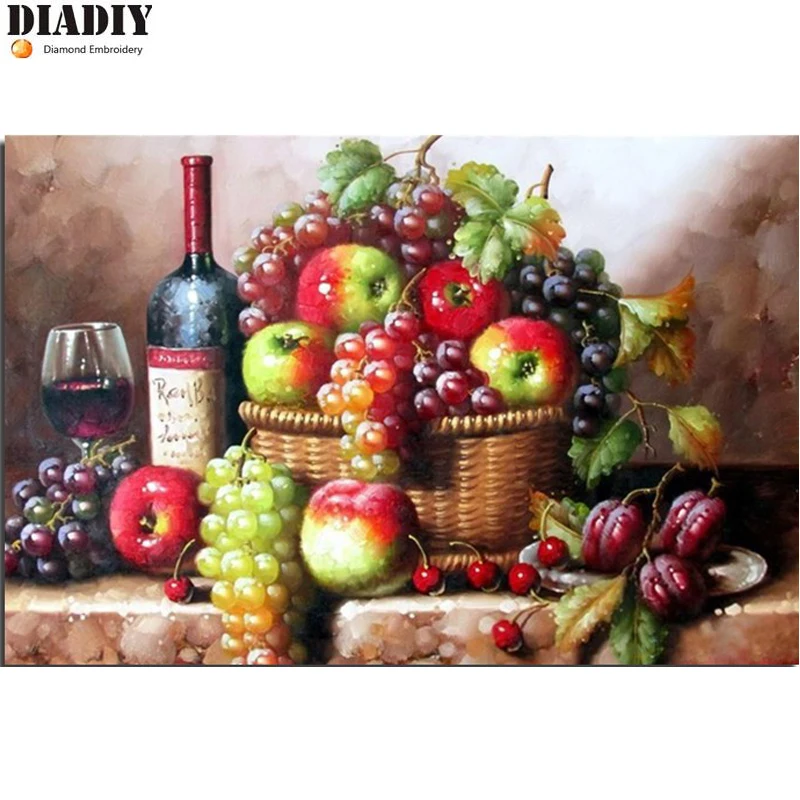 

Fruit still life round Cross Stitch Diy Diamond Painting Rhinestones Embroidery Resin Set Canvas Craft Mosaic Handicraft