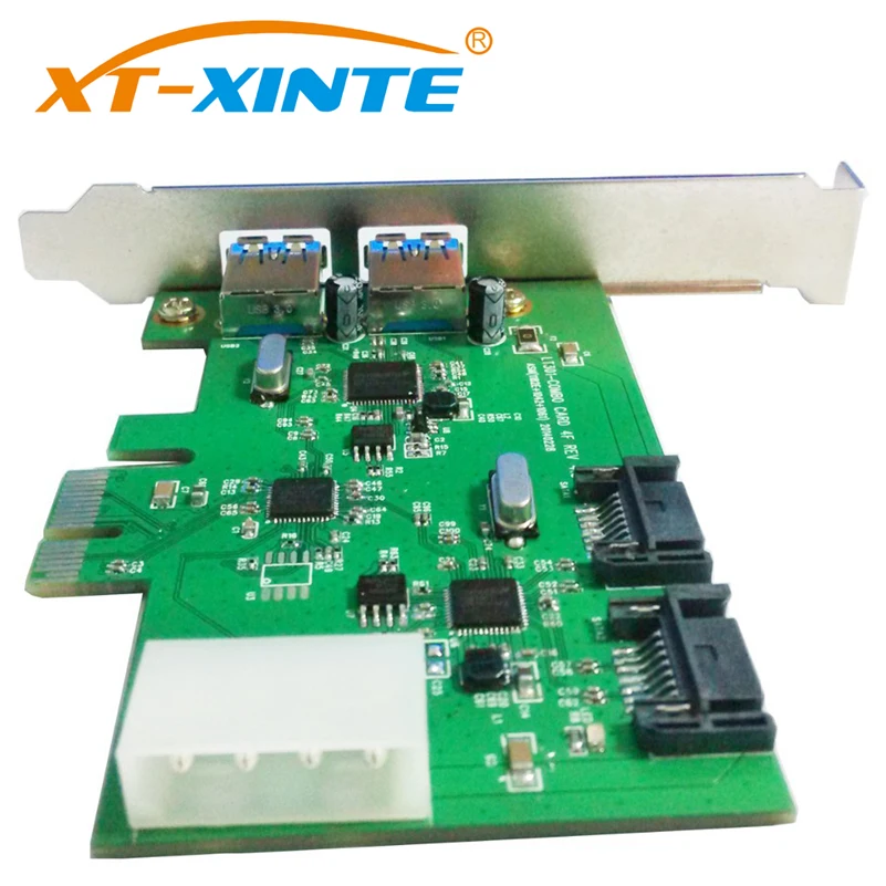 

XT-XINTE LT301 Desktop PCI-E to 2 Ports USB 3.0 Expansion Card + 2-Port SATA 3.0 PCI-express Adapter Card Starter USB 3.0+SATA3