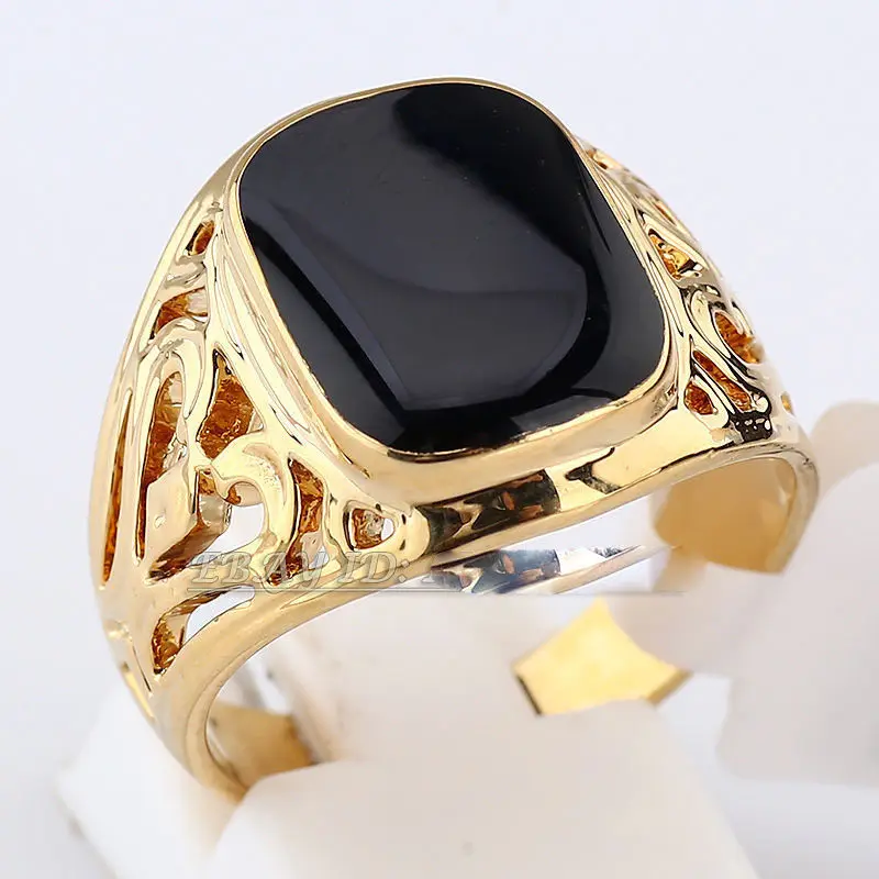 

shipping> --Fashion Carved Simulated Onyx Black Glaze Ring 18KGP
