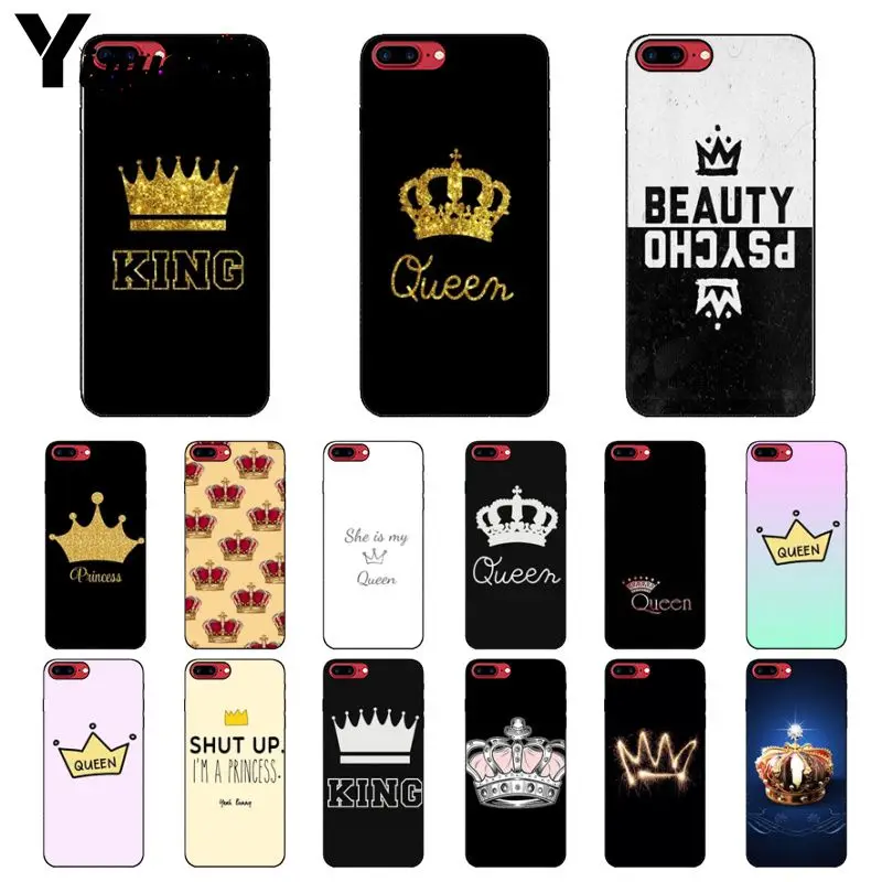 

Yinuoda King Queen Newly Arrived Black Cell Phone Case for iPhone 6S 6plus 7 7plus 8 8Plus X Xs MAX 5 5S XR