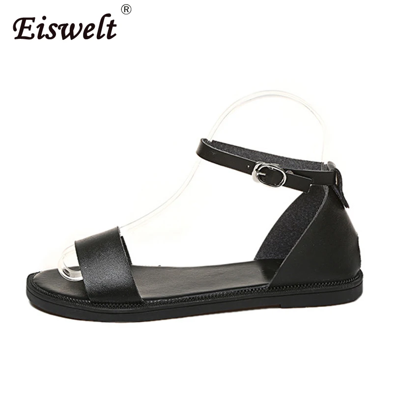

EISWELT Women's Sandals Summer Casual Ladies Flat Solid Spring Sandals Female Flat with Open-toed Wild Fashion Women's Sandals