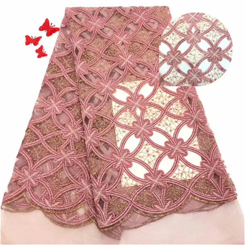 

2019 High Quality Nigerian Lace Fabrics African Sequins Lace Fabric Latest Bridal Tulle Lace Fabrics for Wedding Party Dress